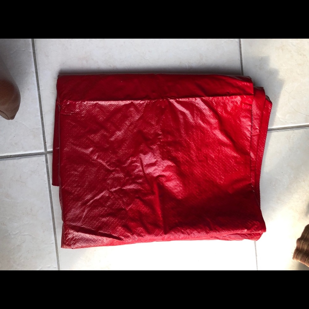 Red vinyl table cover
